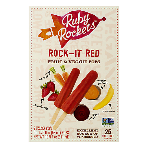 Rubys Rockets Frozen Fruit & Vegetable Pops, Rock-It Red