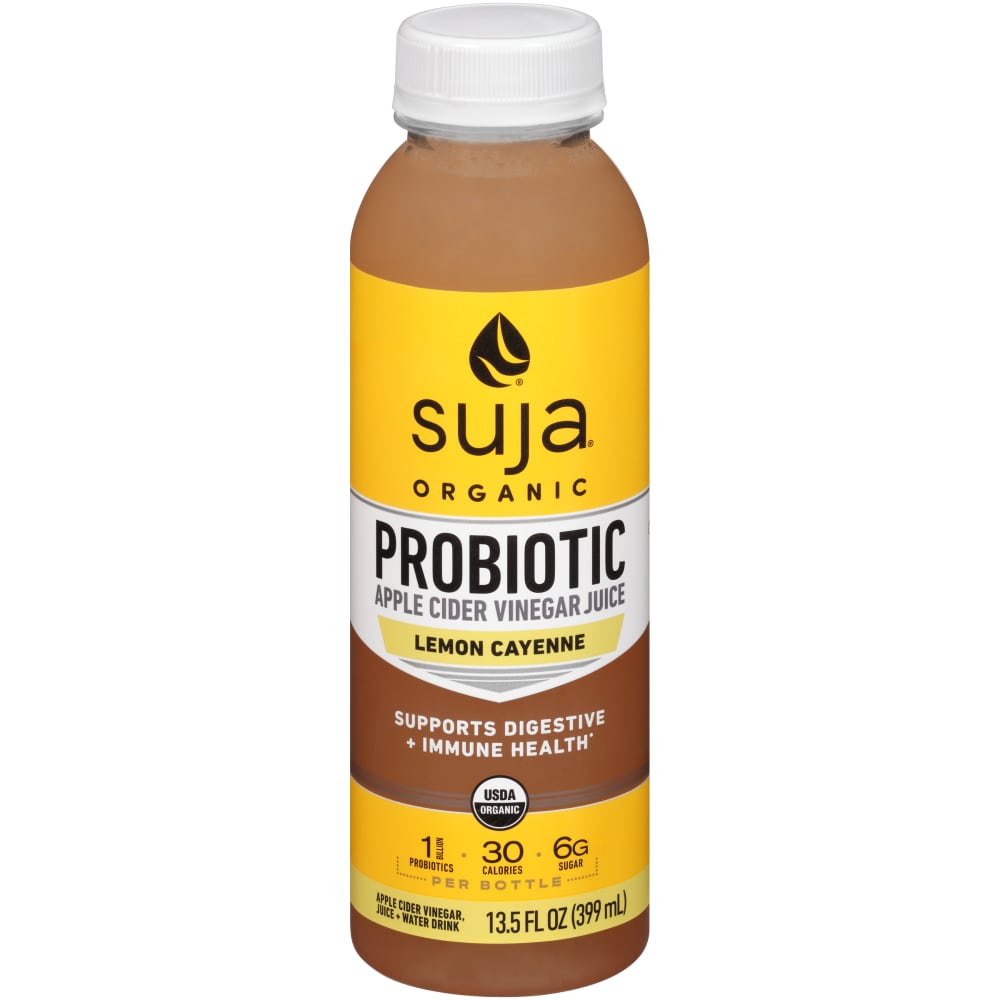 Suja Organic Probiotic Lemon Cayenne Apple Cider Vinegar Juice + Water Drink 13.5 Fl. Oz. Bottle