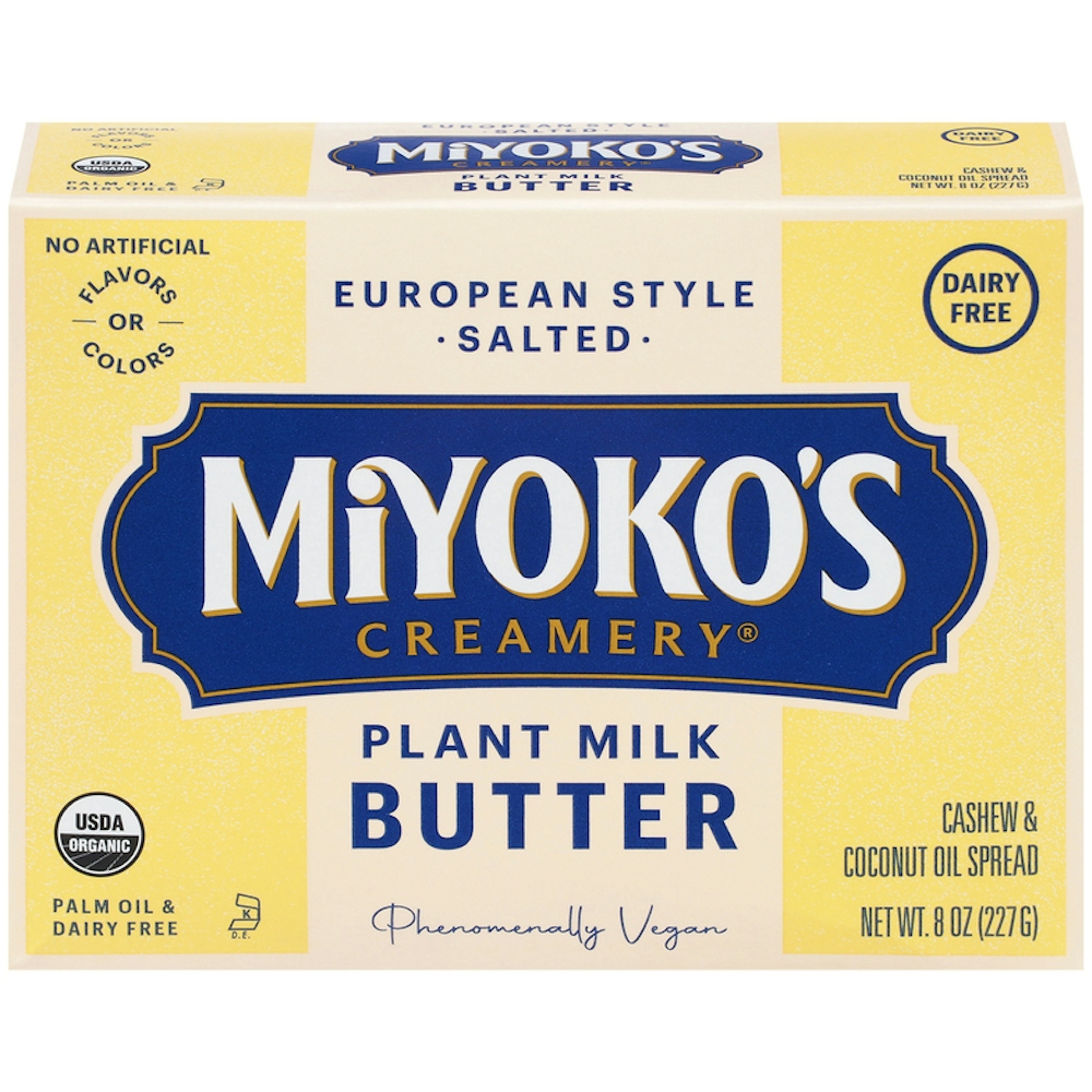 Miyoko's Creamery Organic European Style Cultured Vegan Butter Hint Of Sea Salt 8 Oz