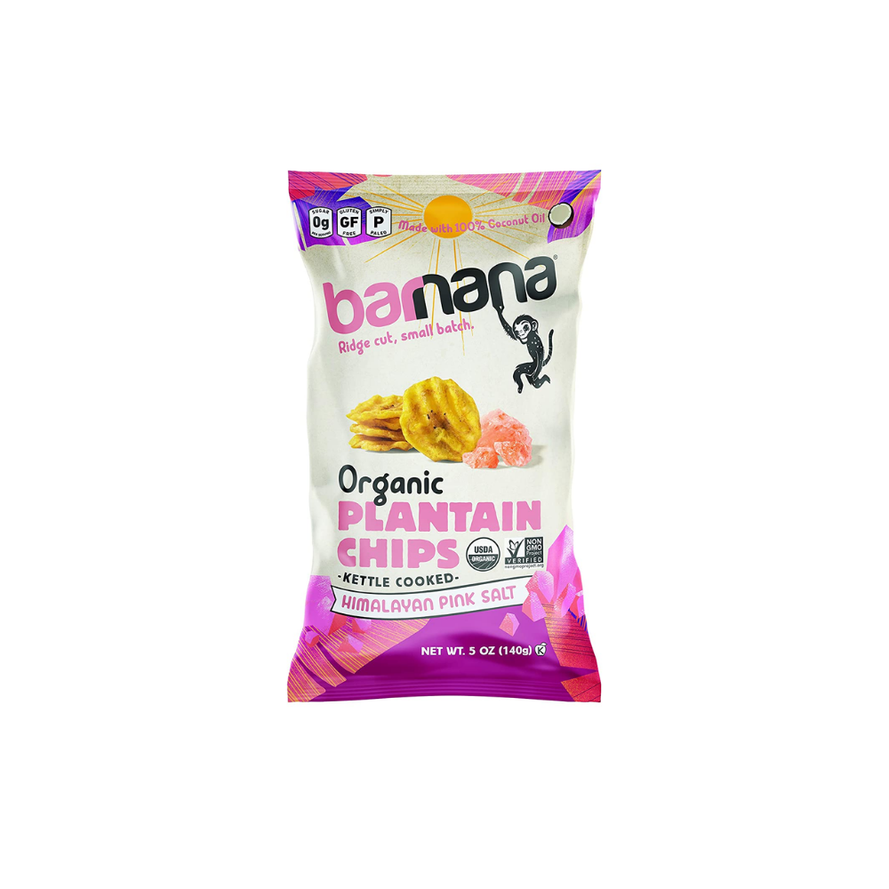 Barnana Banana Kettle Cooked Organic Himalayan Pink Salt Plantain Chips 5 Oz