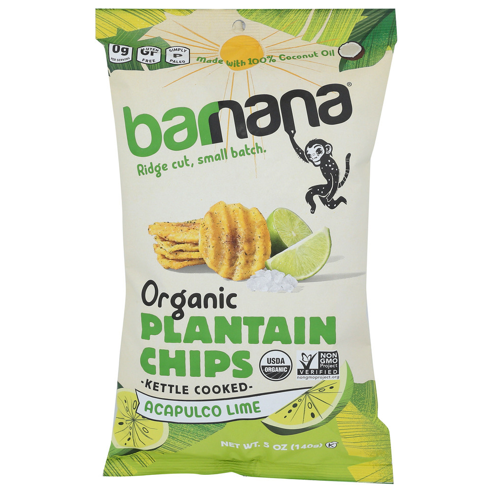 Barnana Kettle Cooked Organic Plantain Chips Acapulco Lime - 5oz