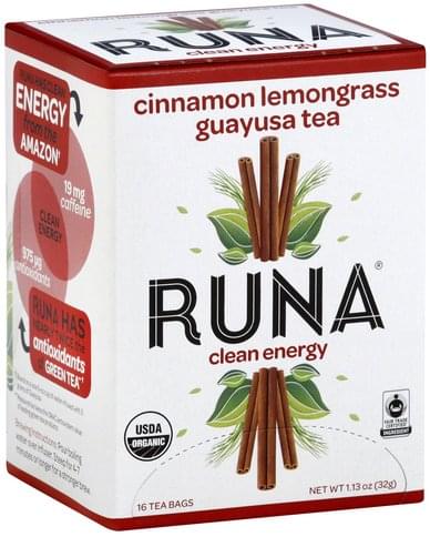 Runa Llc Tea, Guayusa, Clean Energy, Cinnamon Lemongrass, Bags