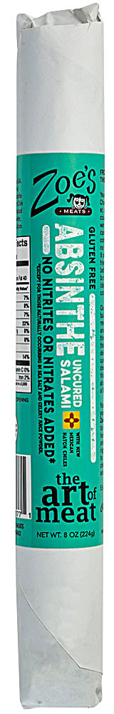 Zoe's Meats Gourmet Uncured Salami Stick Gluten Free Absinthe — 8 Oz
