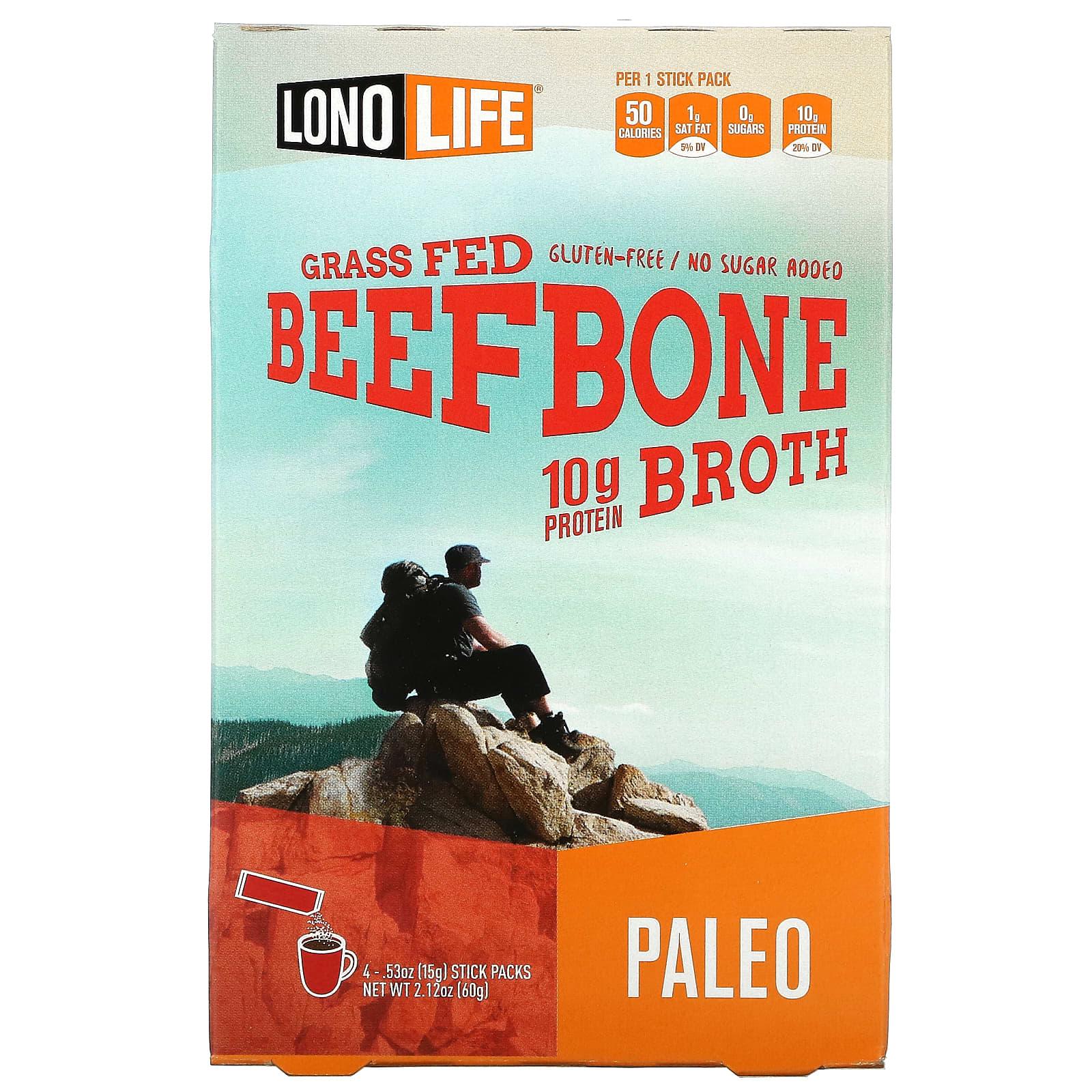 Lono Life Grass Fed Beef Bone Broth 4-0.53 Oz Packs