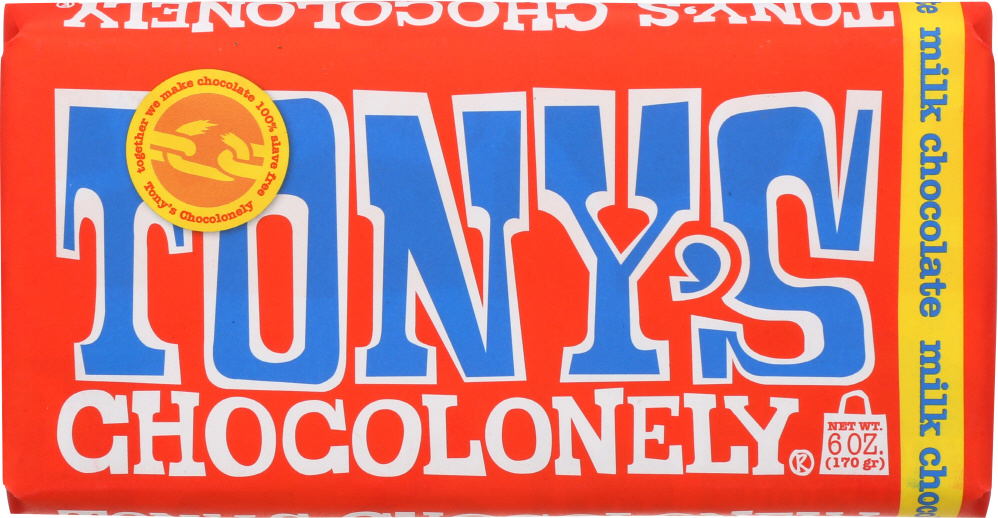 Tonys Chocolonely CHOCOLONEY: Milk Chocolate Bar 32%, 6 Oz
