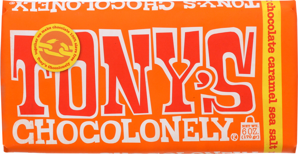 Tony's Chocolonely CHOCOLONEY: Chocolate Milk Caramel Sea Salt Bar, 6 Oz