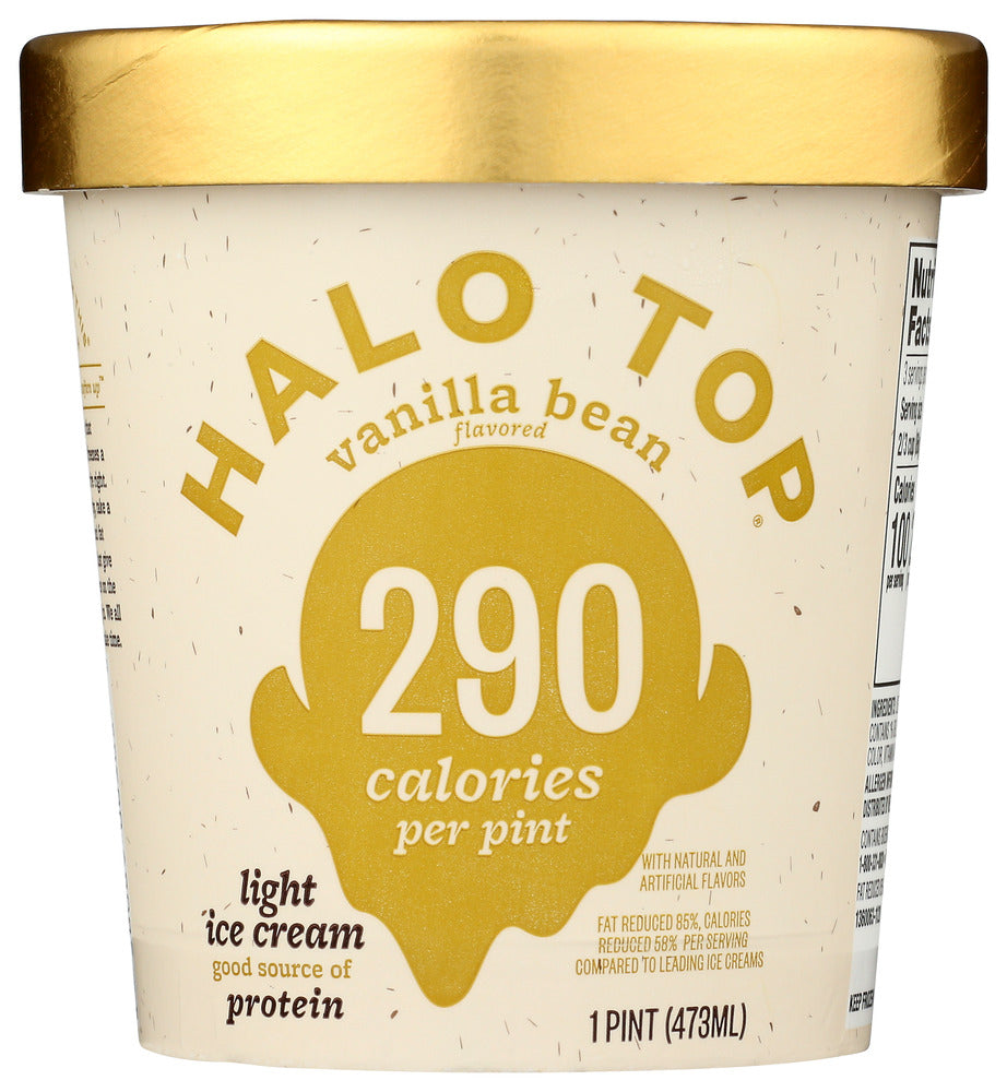 Halo Top Ice Cream, Light, Vanilla Bean Flavored 1 Pt