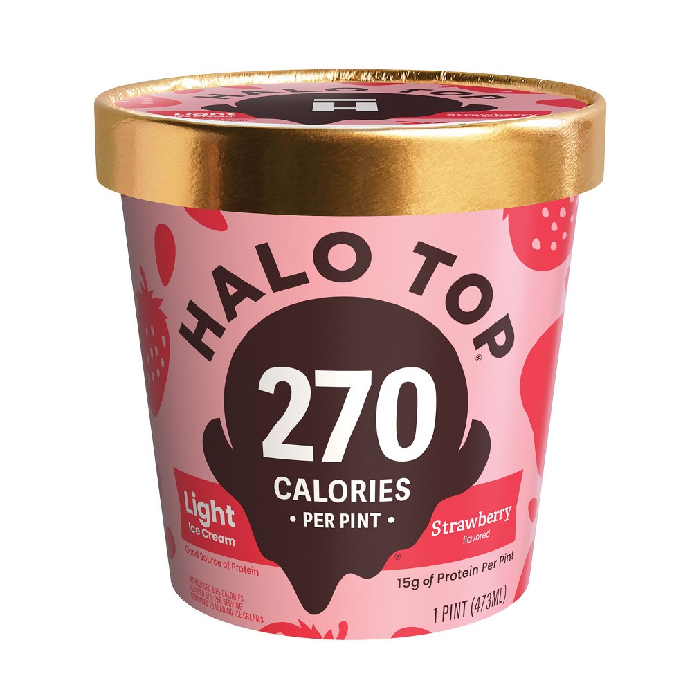 Halo Top Ice Cream, Light, Strawberry Flavored 1 Pt