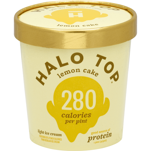 Halo Top Lemon Cake Light Ice Cream 1 Pt. Tub