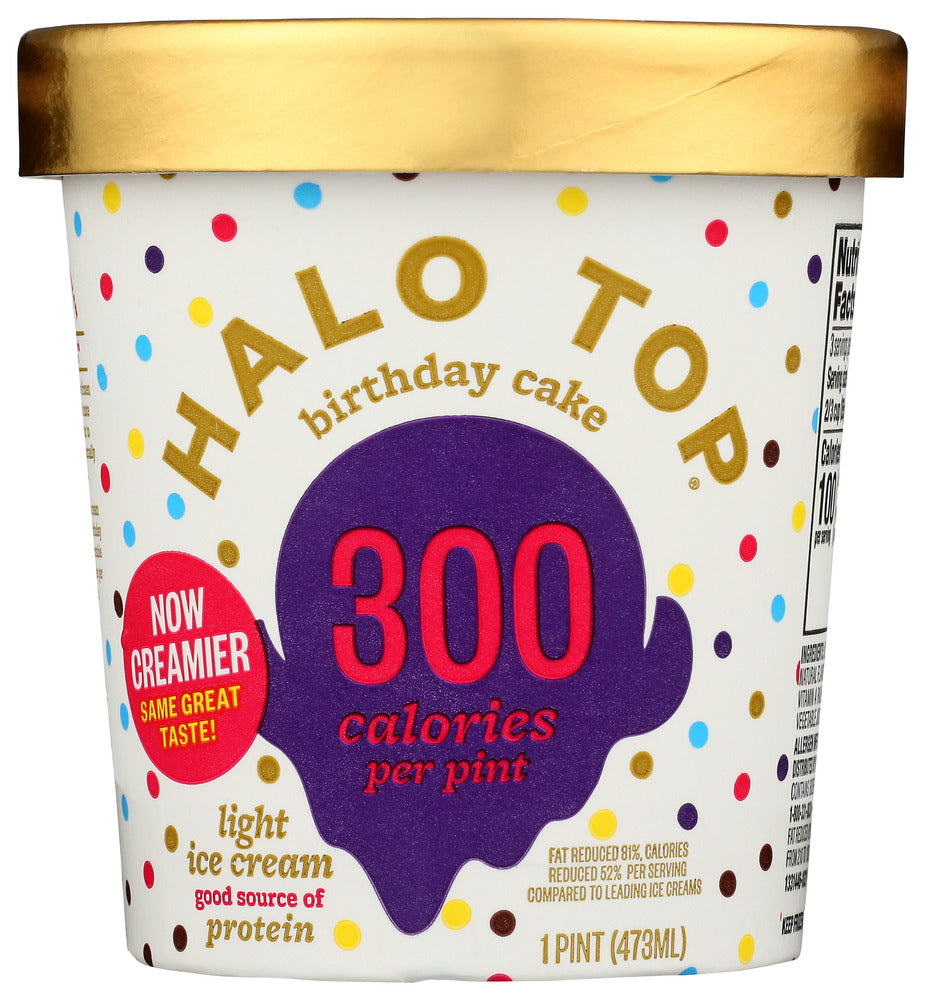 Halo Top Ice Cream, Light, Birthday Cake 1 Pt