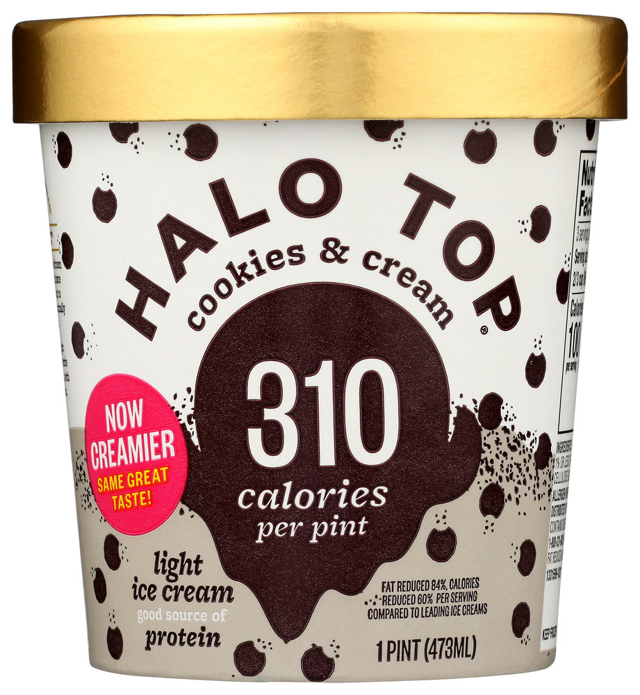 Halo Top Ice Cream, Light, Cookies & Cream 1 Pt