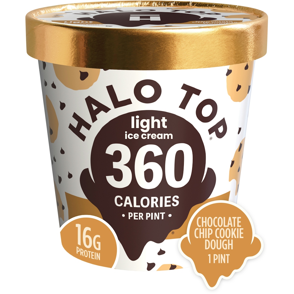 Halo Top Ice Cream, Light, Chocolate Chip Cookie Dough 1 Pt