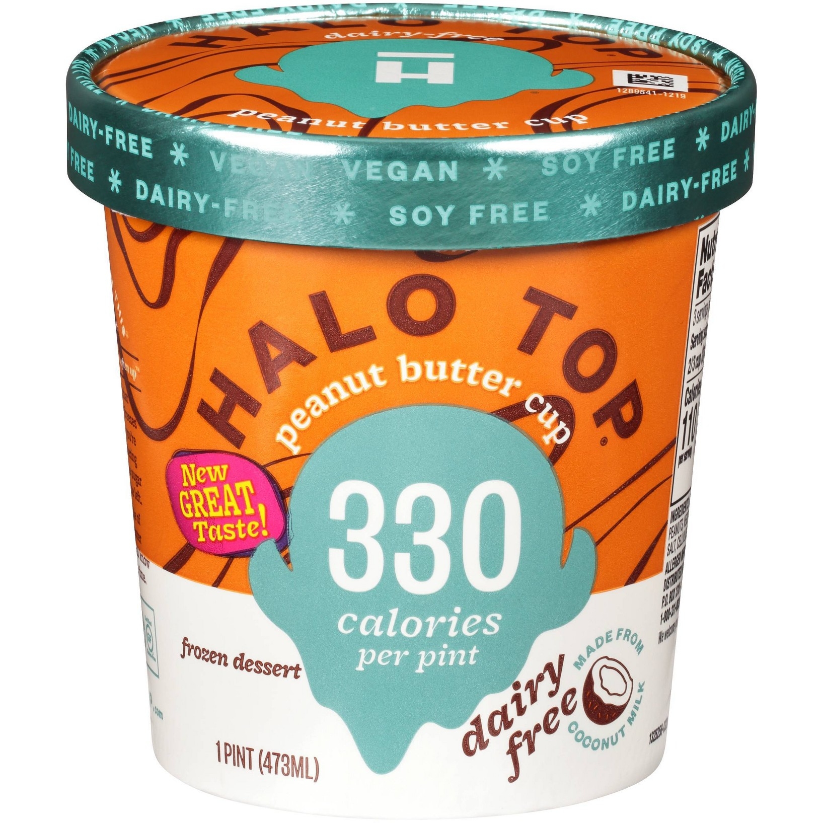 Halo Top Dairy Free Peanut Butter Cup Frozen Dessert Pint