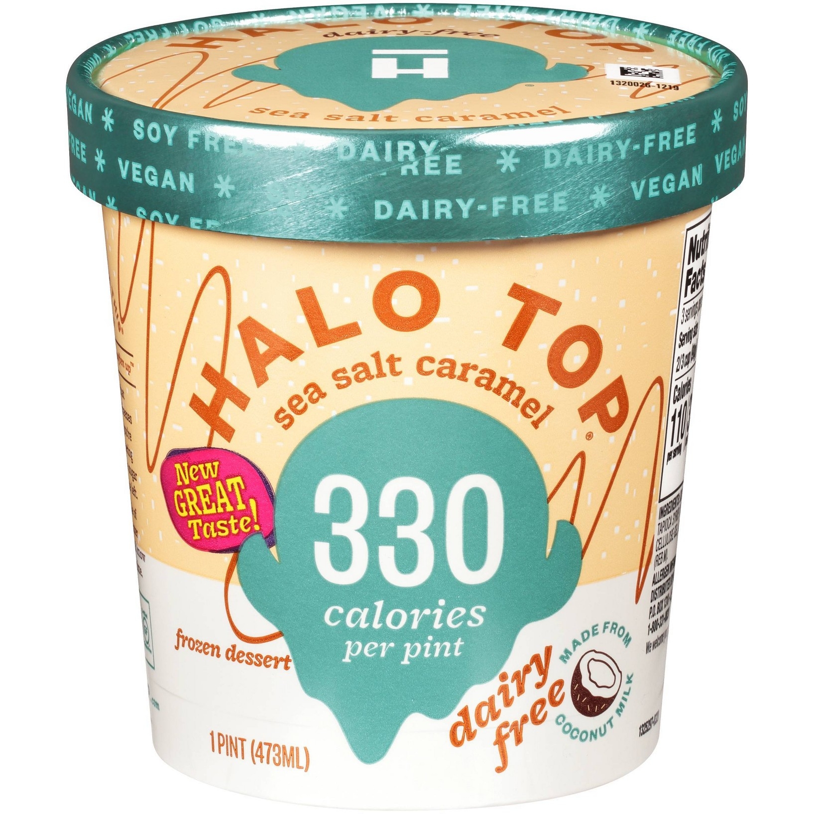 Halo Top Frozen Dessert, Non Dairy, Sea Salt Caramel 1 Pt
