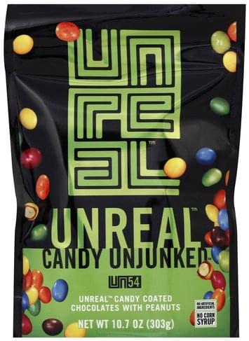 Unreal Candy, Coated Chocolates With Peanuts 10.7 Oz