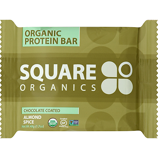 Square Organics Protein Bar, Organic, Chocolate Coated Almond Spice