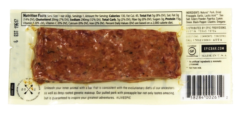 Epic Bar, Pulled Pork, Pineapple 1.5 Oz