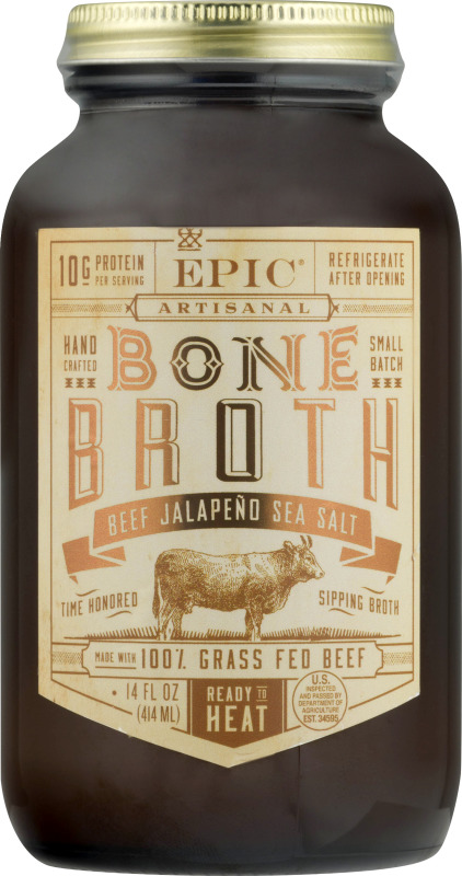 Epic Artisanal Bone Broth, Beef Jalapeno Sea Salt 14 Oz