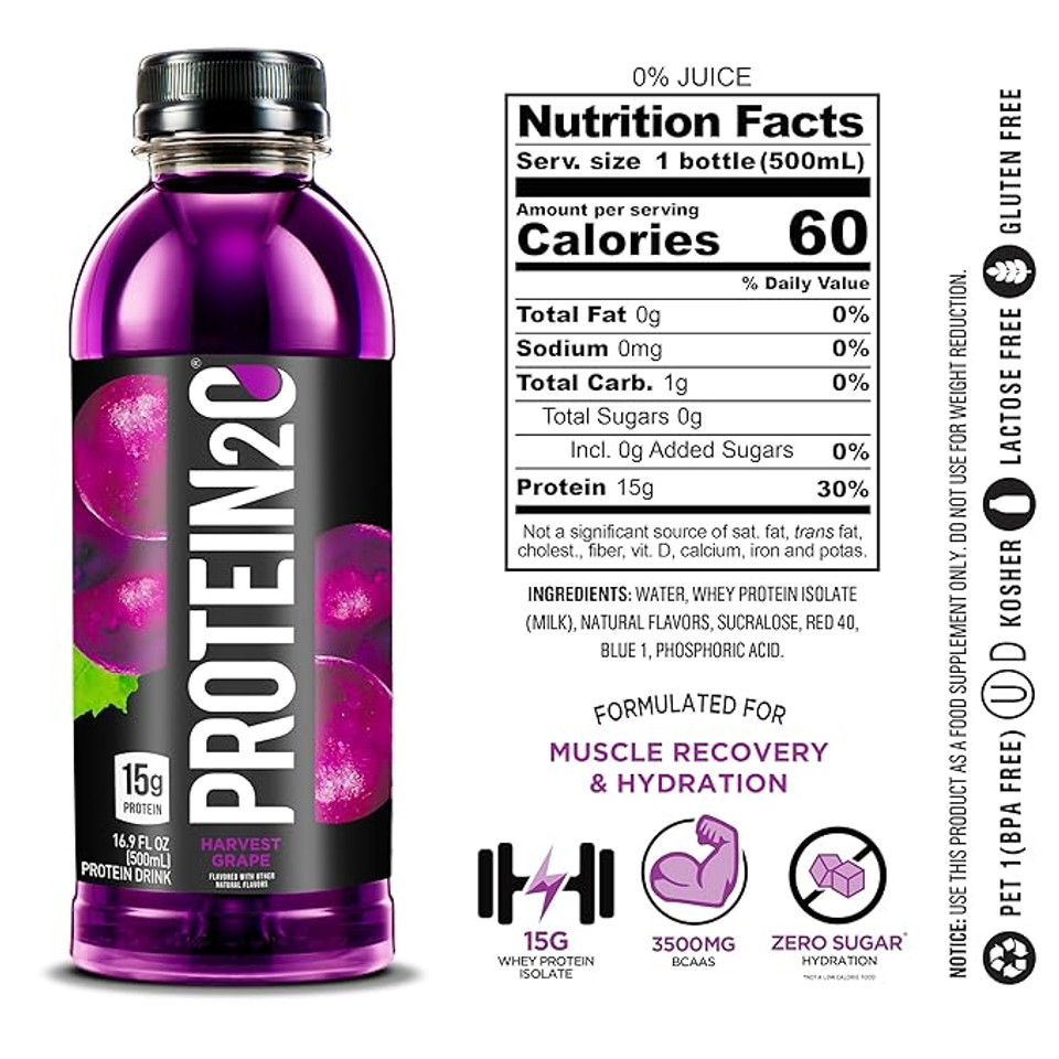 Protein2o Infused, Harvest Grape Water - 16.9 Oz