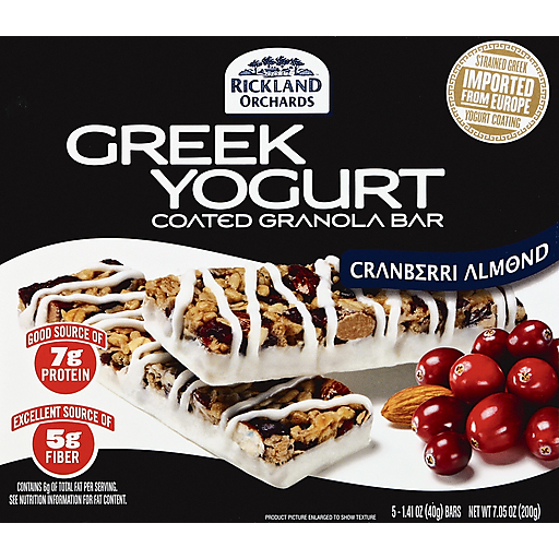 Rickland Orchards Granola Bar, Greek Yogurt Coated, Cranberri Almond