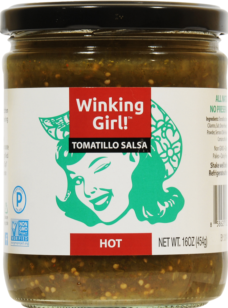 Winking Girl! Hot Tomatillo Salsa 16 Oz