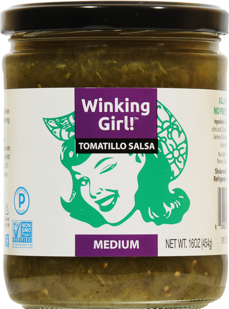 Winking Girl! Medium Tomatillo Salsa 16 Oz