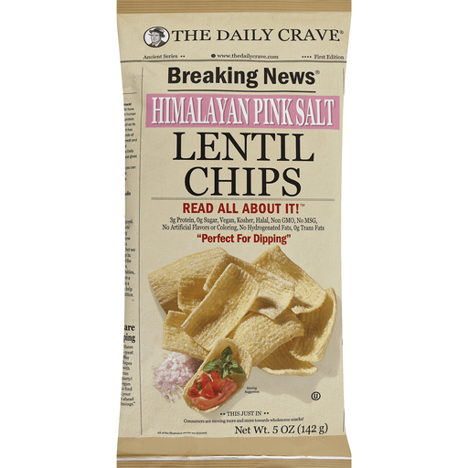 The Daily Crave Lentil Chips, Himalayan Pink Salt