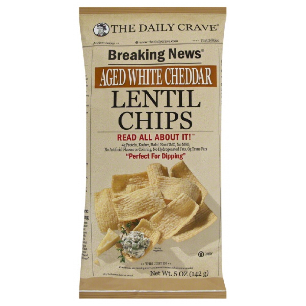 The Daily Crave Lentil Chips, Aged White Cheddar 5 Oz