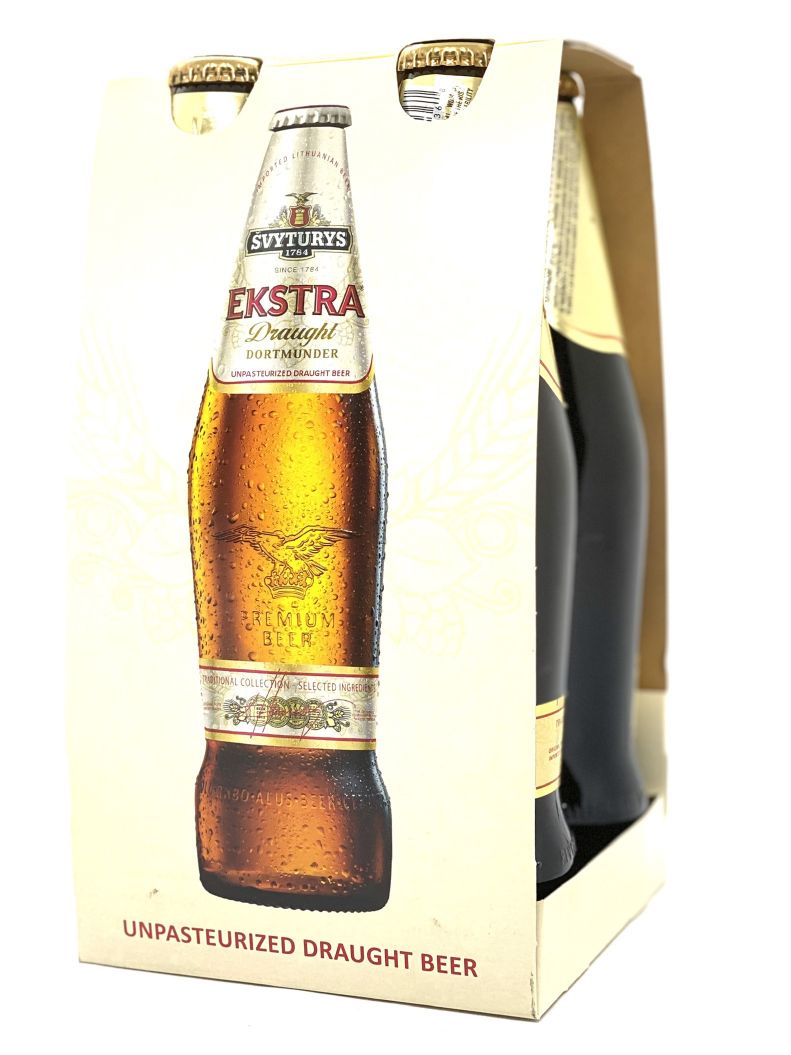 Svyturys "ekstra" Unpasteurised Draught Beer 5.2 % Alc. 4 X 500 Ml