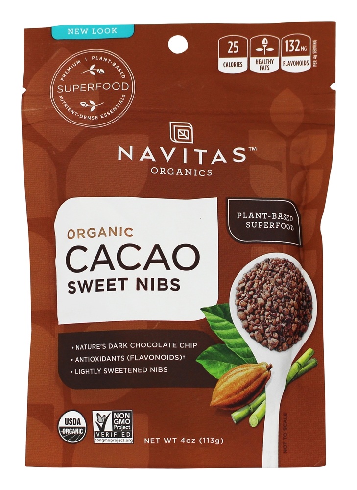 Navitas Naturals Organic Raw Cacao Sweet Nibs 4 Oz