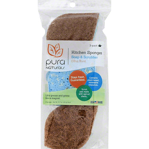 Pura Naturals Sponges, Soap & Scrubber, Citrus Burst