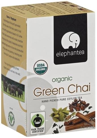 Elephantea Organic, Green Chai, Tea Bags Tea