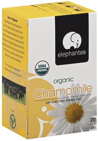 Elephantea Organic, Chamomile, Caffeine Free, Tea Bags Herbal Tea