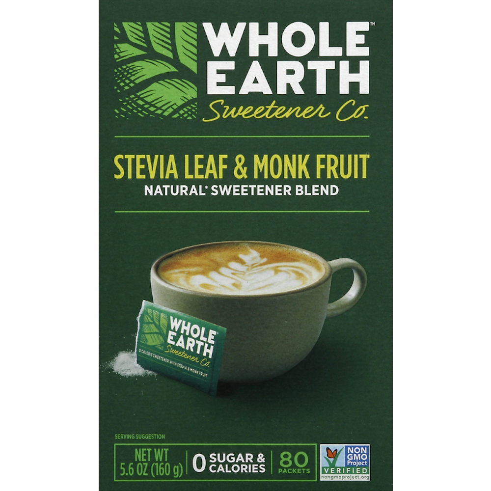 Whole Earth Sweetener Blend, Natural, Stevia Leaf & Monk Fruit, Packets