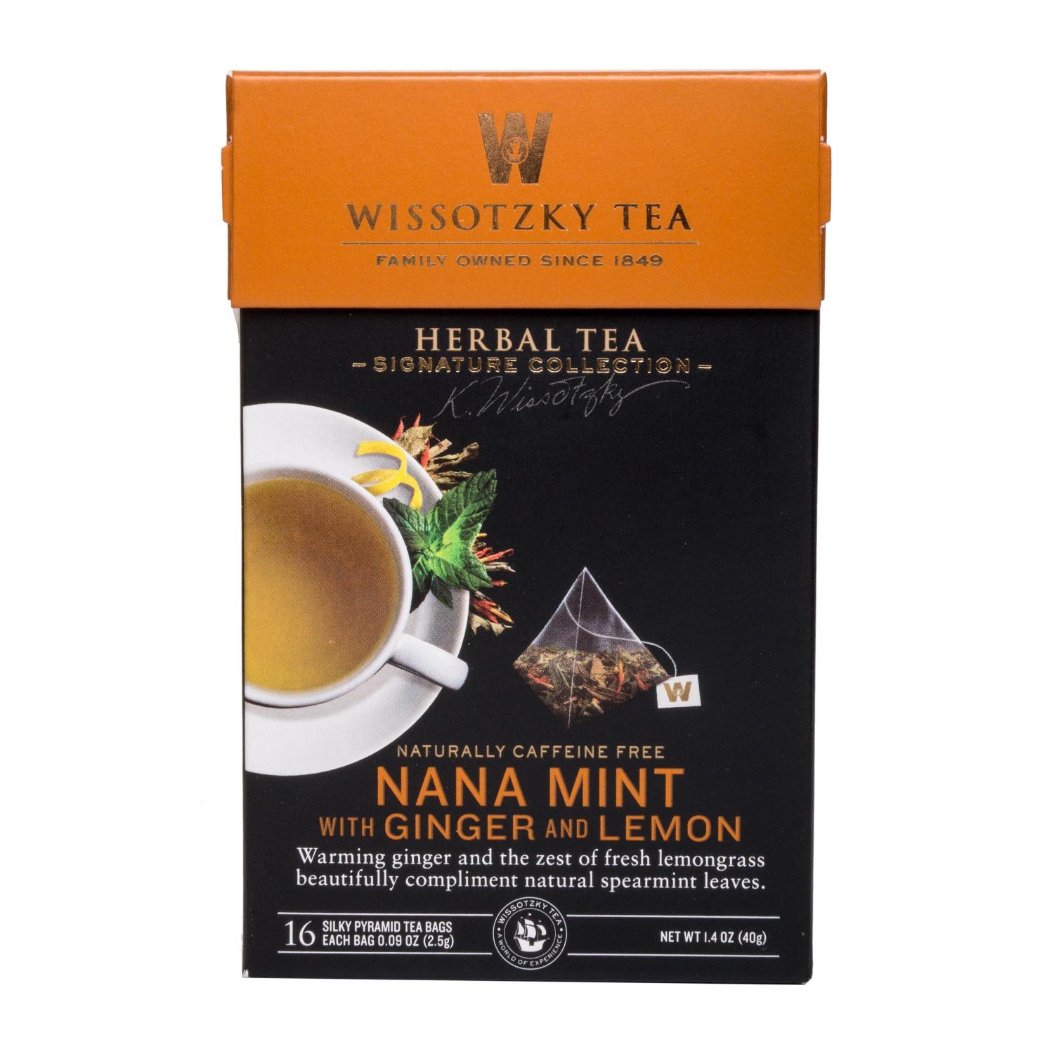 Wissotzky Tea Herbal Nana Mint With Ginger And Lemon, Caffeine Free, Bags