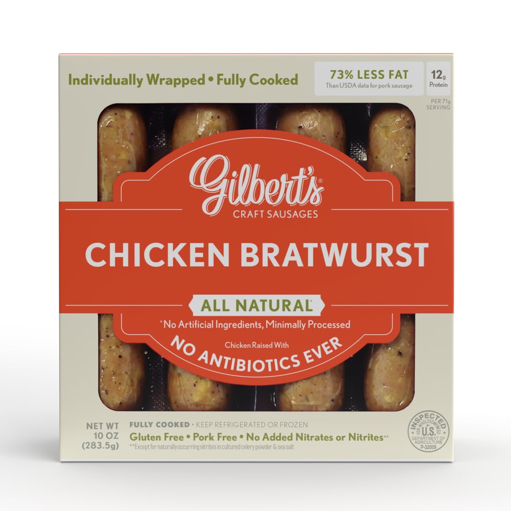 Gilbert's Chicken Bratwurst With Sauteed Onions