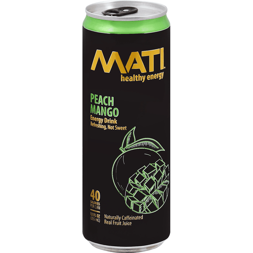 Mati Energy Drink, Peach Mango 12 Oz