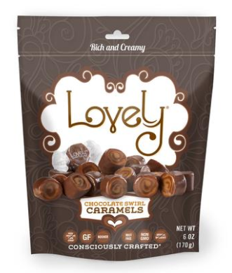 Lovely Candy Caramels, Chocolate Swirl 6 Oz