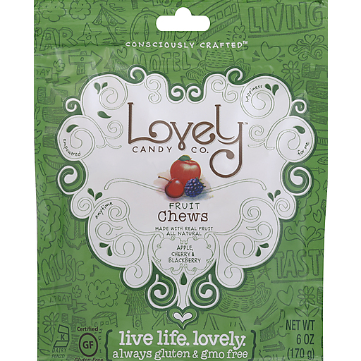 Lovely Candy Fruit Chews, Apple, Cherry & Blackberry 6 Oz