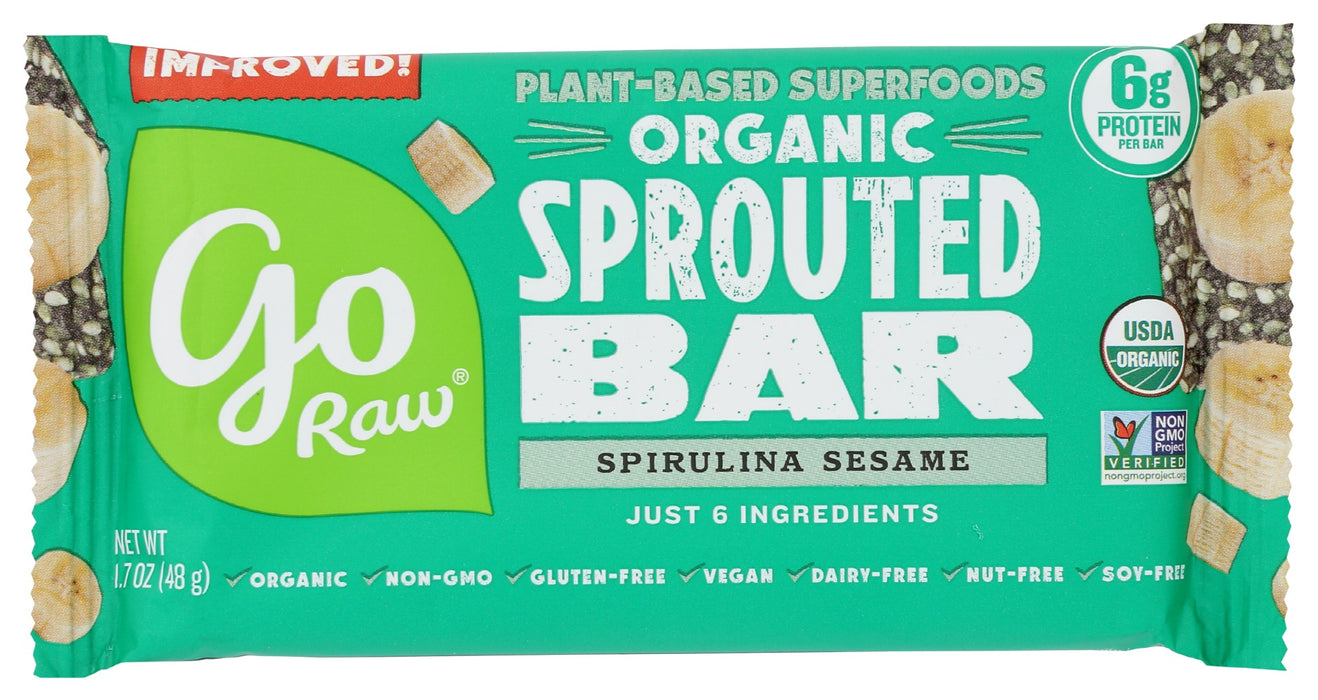 Go Raw Organic Sprouted Bar Sweet Spirulina, 1.7 Oz