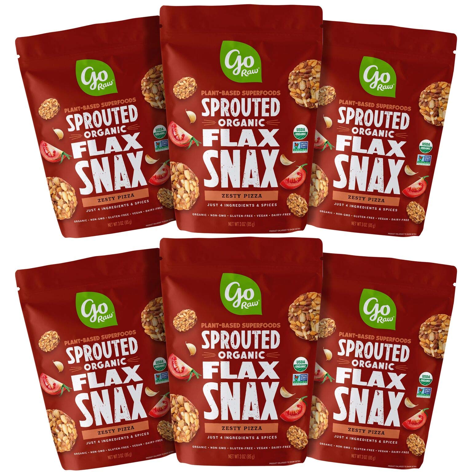 Go Raw Organic Sprouted Flax Snax Zesty Pizza, 3 Oz