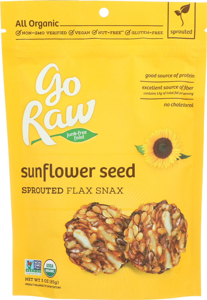 Go Raw Flax Snax Sprouted Sunflower Organic, 3 Oz