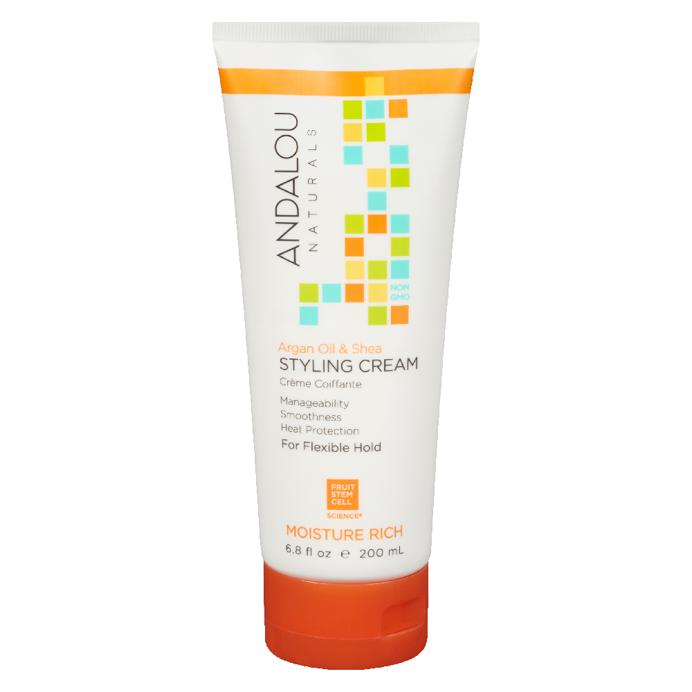 Andalou Naturals Styling Cream, Argan Oil And Shea, Moisture Rich, 6.8 Fl Oz (200 Ml)