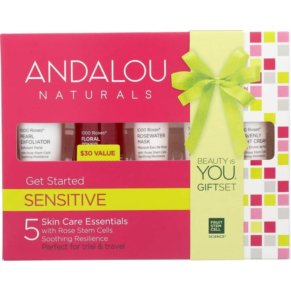 Andalou Naturals Sensitive 1000 Roses Skin Get Started Kit 5 Pieces