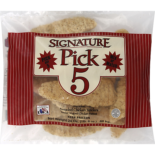 Signature Pick 5 Chicken Tenders, Breaded, Uncooked 24 Oz