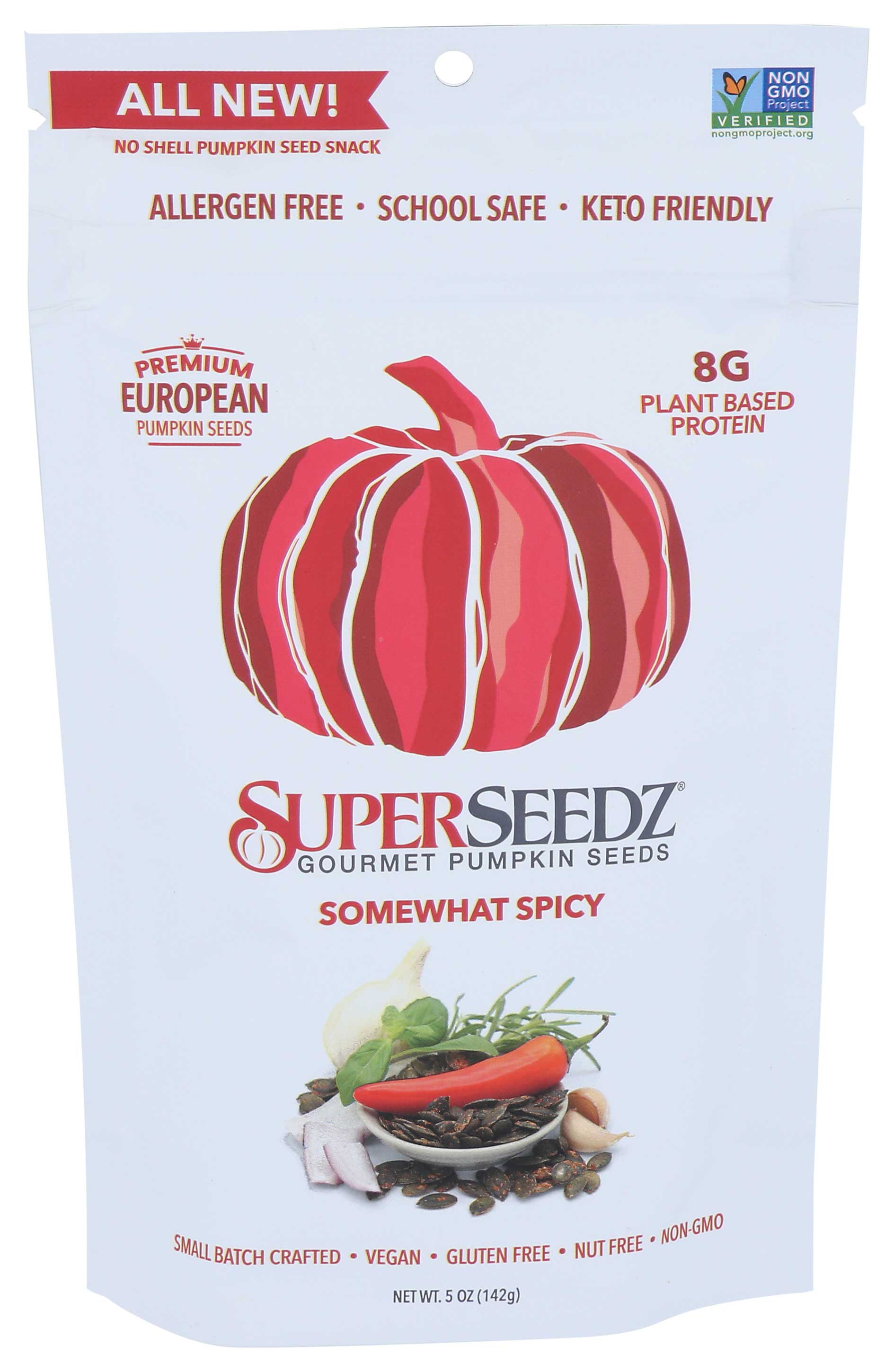 SuperSeedz Pumpkin Seeds, Gourmet, Somewhat Spicy 5 Oz