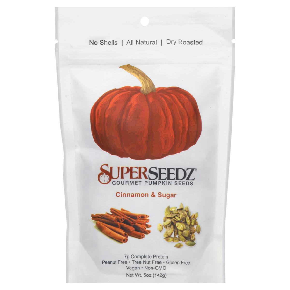 SuperSeedz Pumpkin Seeds, Gourmet, Cinnamon & Sugar 5 Oz