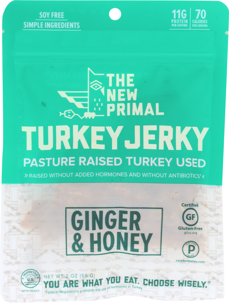 New Primal The Ginger & Honey Turkey Jerky - 2 Oz