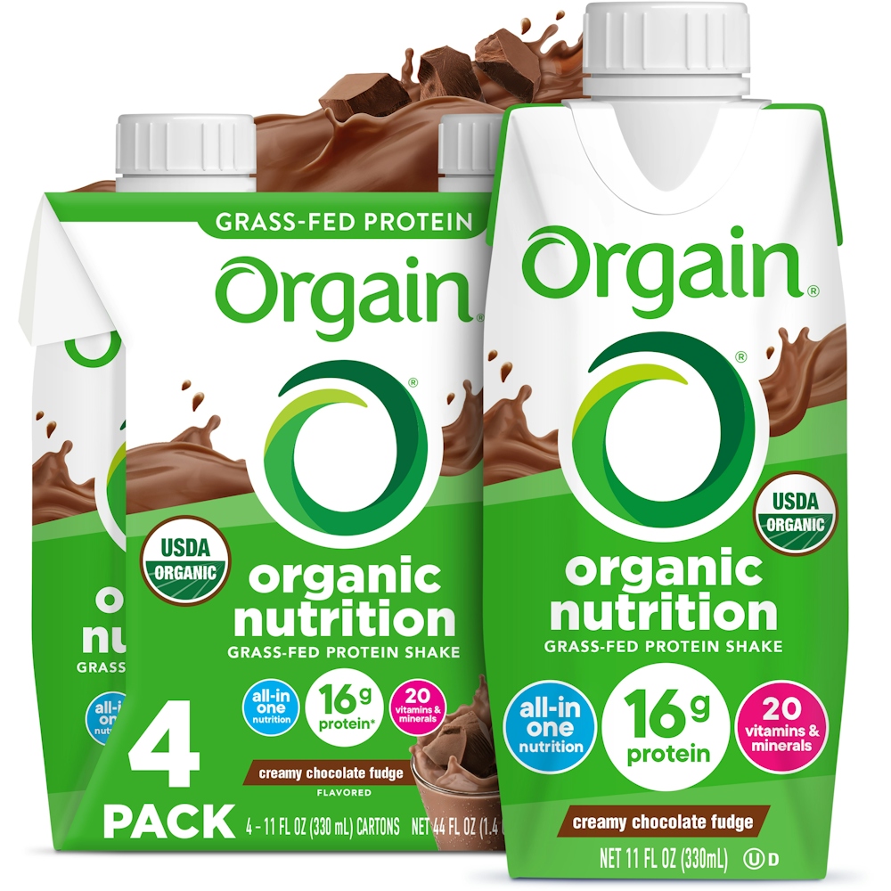 Orgain Organic Nutrition 4 Pack Creamy Chocolate Fudge Flavored Nutritional Shake 4 - 11 Fl Oz Cartons