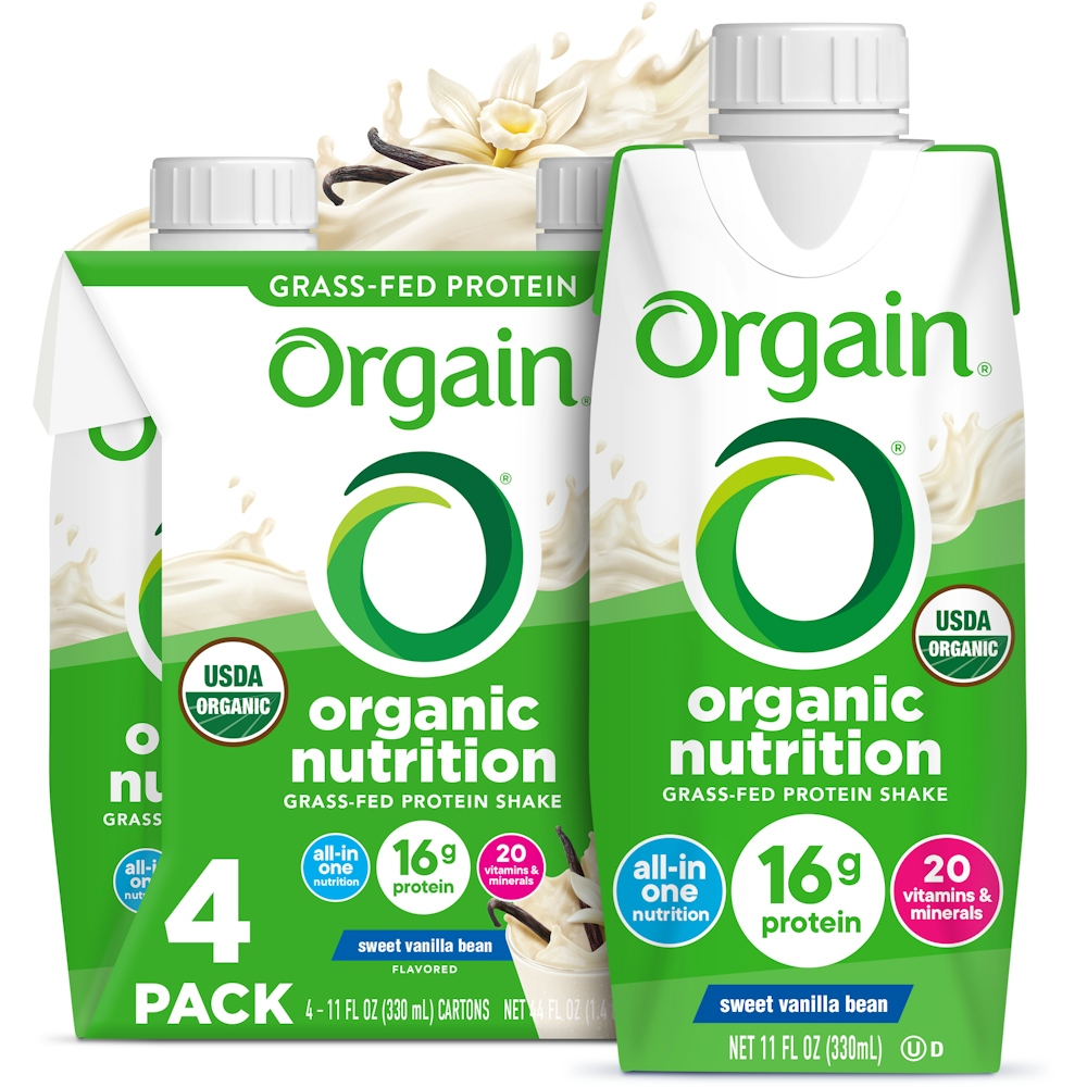 Orgain Organic Nutrition 4 Pack Sweet Vanilla Bean Flavored Nutritional Shake 4 - 11 Fl Oz Cartons